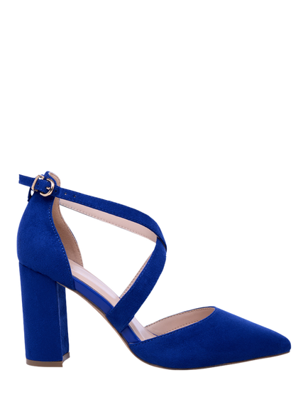 Paradox London Rachel High Block Heel Court Shoes, Royal Blue