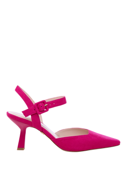 Paradox London Tempest Flared Heel Strappy Court Shoes, Fuchsia, Fuchsia