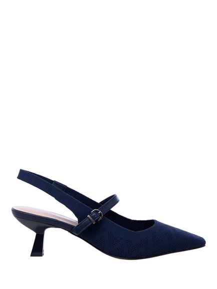 Paradox London Tropicana Kitten Heel Slingback Court Shoes, Navy