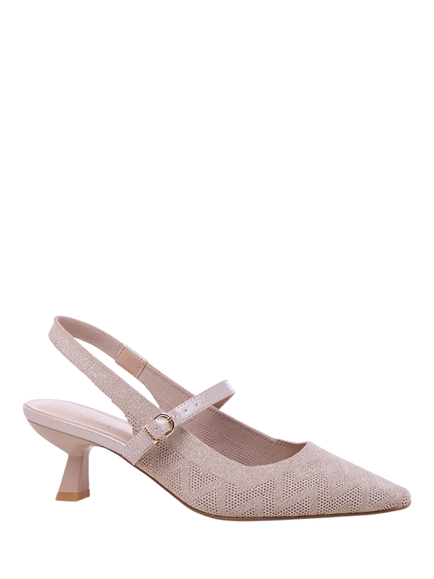 Paradox London Tropicana Kitten Heel Slingback Court Shoes - view 2, Nude