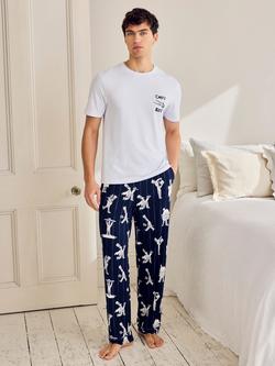 Chelsea Peers Chef Stripe Print T-Shirt Pyjama Set, Navy, Navy