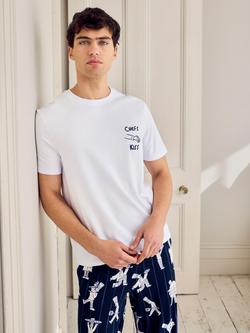 Chelsea Peers Chef Stripe Print T-Shirt Pyjama Set, Navy - view 2, Navy