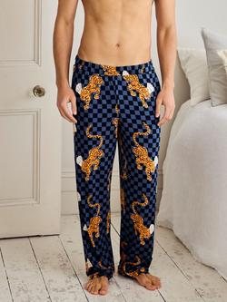 Chelsea Peers Leopard Chef Print Pyjama Bottoms, Navy, Navy