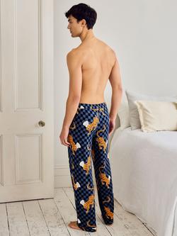 Chelsea Peers Leopard Chef Print Pyjama Bottoms, Navy - view 2, Navy