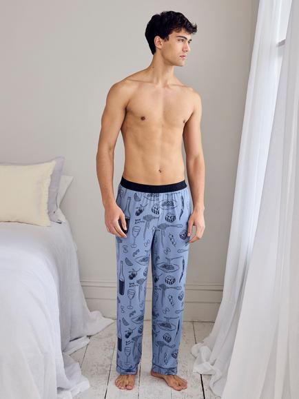 Chelsea Peers Supper Club Print Pyjama Bottoms, Blue, Blue