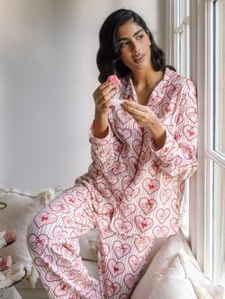 Chelsea Peers Cupid Button Down Long Pyjama Set, Off White - view 2, Off White
