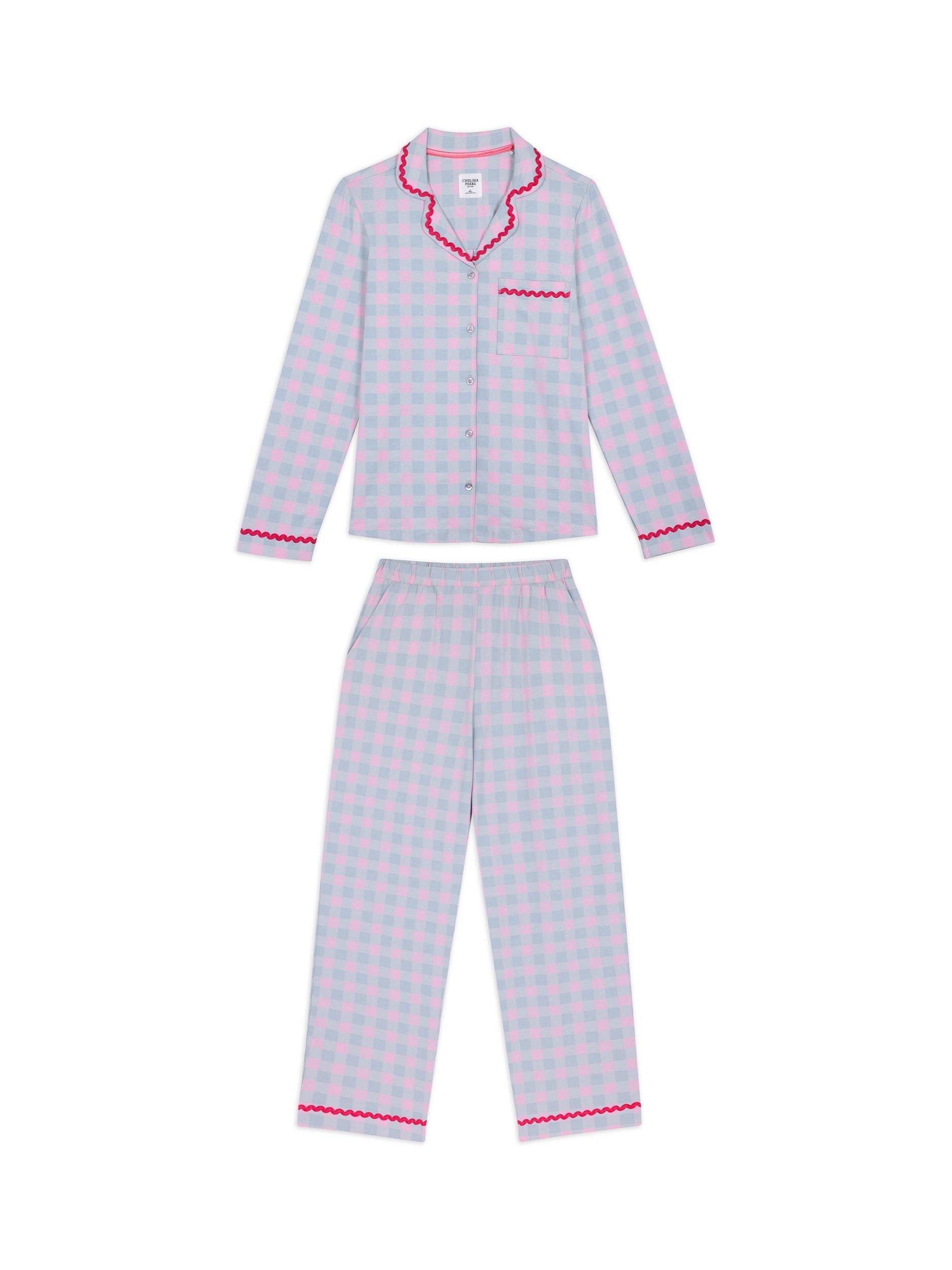 Product image 7 of 8, which shows Chelsea Peers Do Not Disturb Button Down Long Pyjama Set, Blue, 10