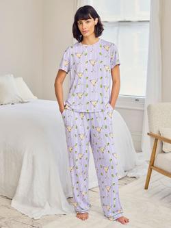 Chelsea Peers Martini & Olive Jersey Long Pyjama Set, Lilac, Lilac