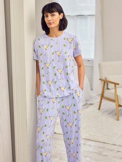 Chelsea Peers Martini & Olive Jersey Long Pyjama Set, Lilac - view 2, Lilac