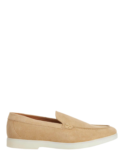 Dune London Boltman Wide Fit Suede Casual Loafers, Beige