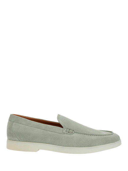 Dune London Boltman Wide Fit Suede Casual Loafers, Pale Green