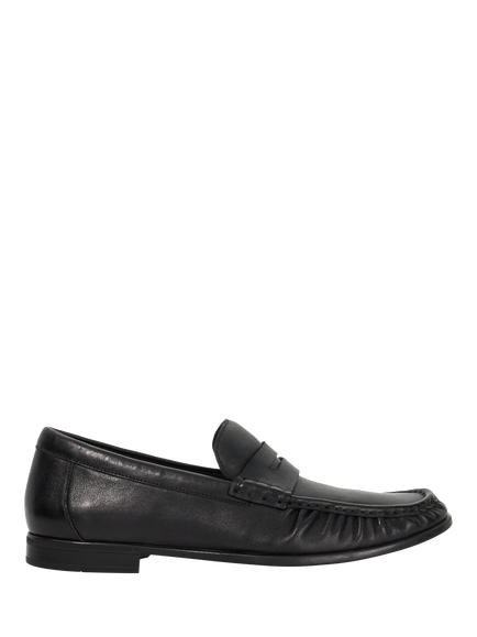 Dune London Sammi Wide Fit Leather Loafers, Black