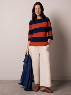 Celtic & Co. Stripe Heavyweight Jersey Top, Burnt Henna/Dark Nvy - view 2, Burnt Henna/Dark Nvy