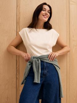 Celtic & Co. Slash Neck Cap Sleeve T-Shirt, Chalk, Chalk