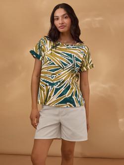 Celtic & Co. Crew Neck Floral T-Shirt, Palm Print, Palm Print