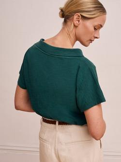 Celtic & Co. Collared Slub Jersey T-Shirt, Teal - view 2, Teal