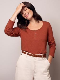 Celtic & Co. Henley Scoop Neck Top, Burnt Henna, Burnt Henna