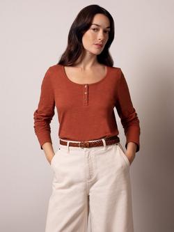 Celtic & Co. Henley Scoop Neck Top, Burnt Henna - view 2, Burnt Henna