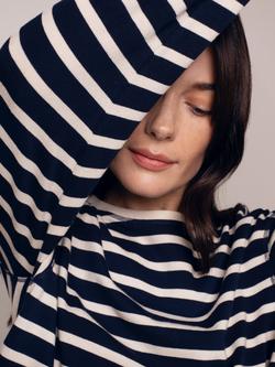 Celtic & Co. Knee Length Breton Stripe Jersey Dress, Navy/Chalk - view 2, Navy/Chalk