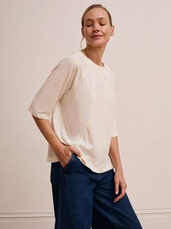 Celtic & Co. Seam Detail Linen Rich Swing Top, Chalk - view 2, Chalk