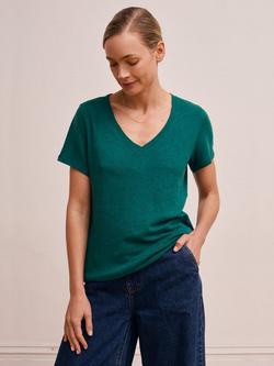 Celtic & Co. V-Neck Linen Blend T-Shirt, Teal, Teal
