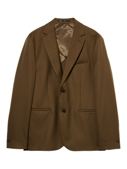 SISLEY Single-Breasted Semi-Lined Techflannel Blazer, Brown, Brown