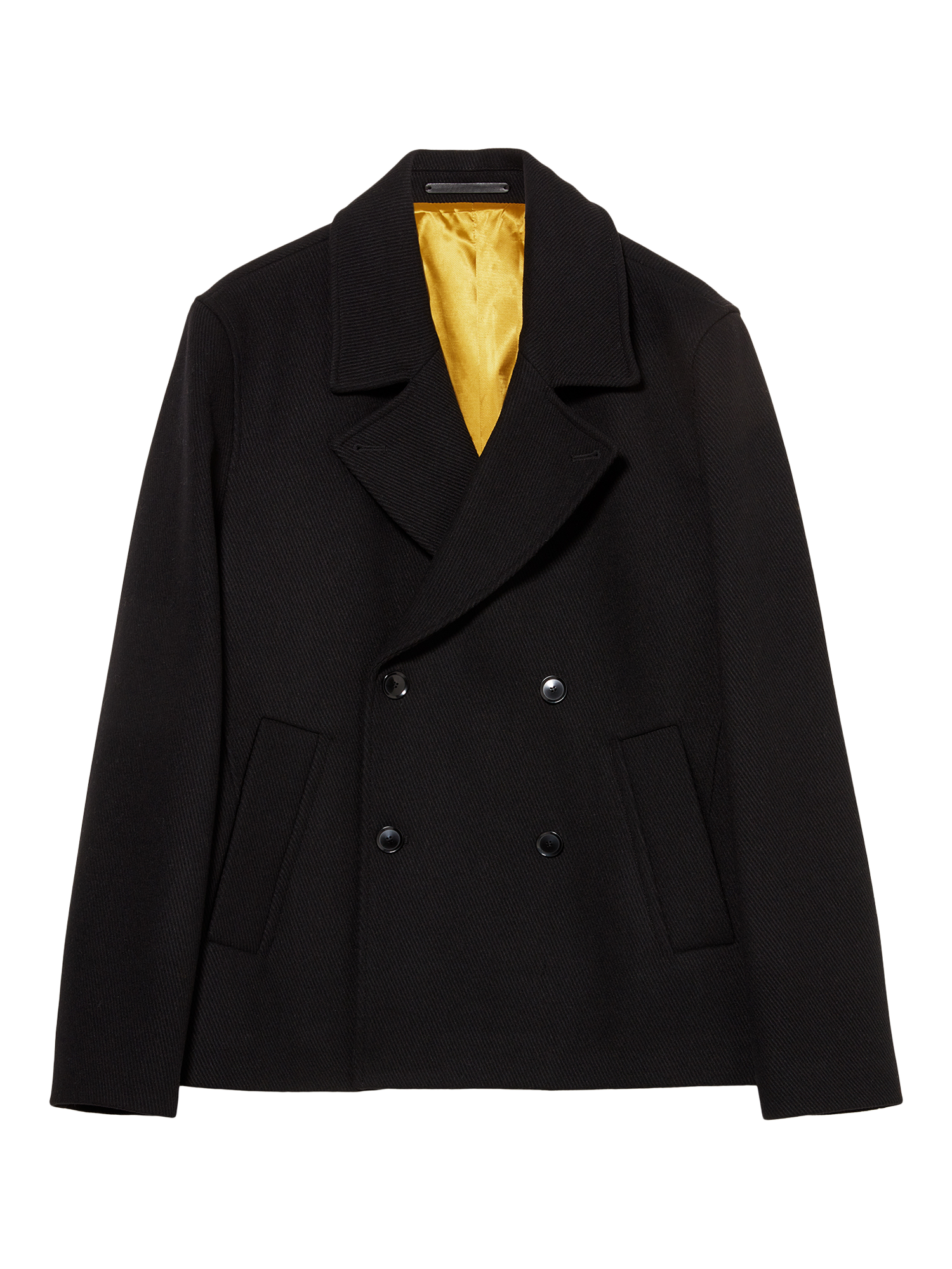 Product image 1 of 1, which shows SISLEY Double Breasted Wool Blend Regular Fit Peacoat, Black, 36R
