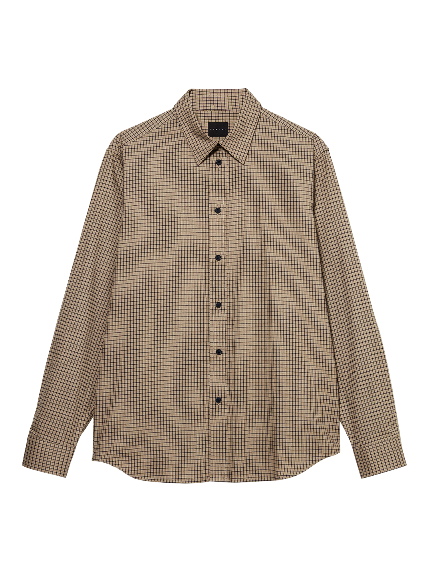 Product image 1 of 1, which shows SISLEY Cotton Regular Fit Check Shirt, Beige, S