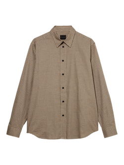 SISLEY Cotton Regular Fit Check Shirt, Beige, Beige