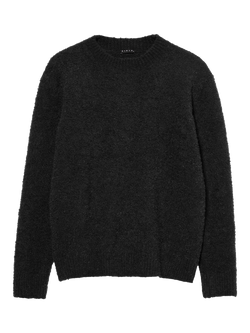 SISLEY Bouclé Jacquard Yarn Crew Neck Jumper, Dark Melange Grey, Dark Melange Grey