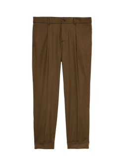 SISLEY Slim Fit Techflannel Trousers, Brown, Brown