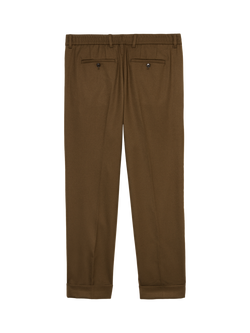 SISLEY Slim Fit Techflannel Trousers, Brown - view 2, Brown