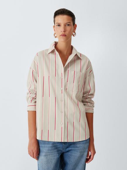 John Lewis Striped Shirt containing LENZING™ ECOVERO™ Viscose, Stripe, Stripe