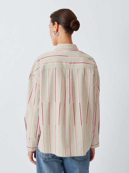 John Lewis Striped Shirt containing LENZING™ ECOVERO™ Viscose, Stripe - view 2, Stripe