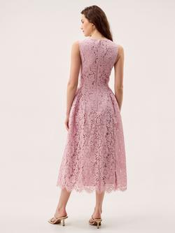 Monsoon Lydia Sleeveless Lace Midi Dress - view 2, Pink