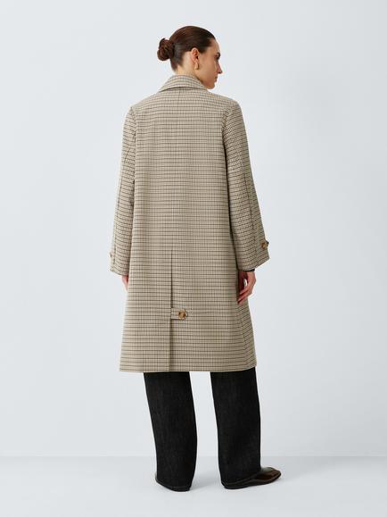 John Lewis Single Breasted Check Cotton Blend Car Coat, Check - view 2, Check