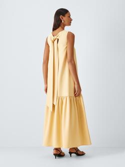 John Lewis Sleeveless Drop Waist Midi Dress, Yellow - view 2, Yellow