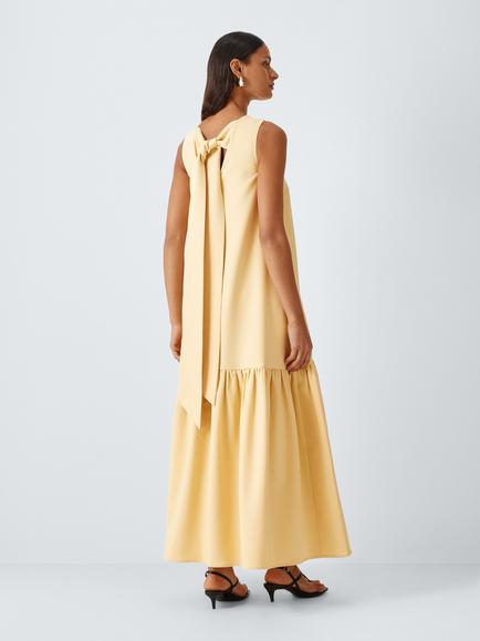 John Lewis Sleeveless Drop Waist Midi Dress, Yellow - view 2, Yellow
