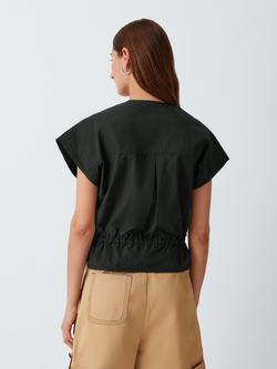 John Lewis Sleeveless Drawcord Waist Safari Top, Black Beauty - view 2, Black Beauty