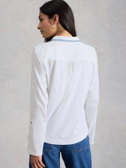 White Stuff Allie Embroidered Trim Top, White - view 2, White