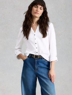 White Stuff Annie Double Cloth Jersey Shirt, White, White
