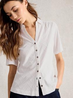 White Stuff Annie Organic Cotton Rich Short Sleeve Shirt, White, White