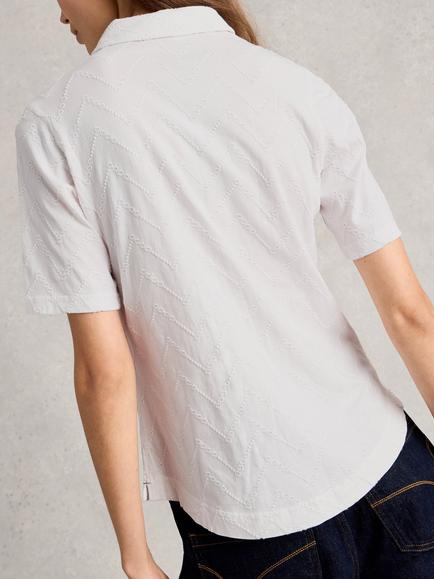 White Stuff Annie Organic Cotton Rich Short Sleeve Shirt, White - view 2, White