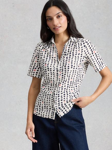 White Stuff Annie Floral Jersey Shirt, White/Multi, White/Multi