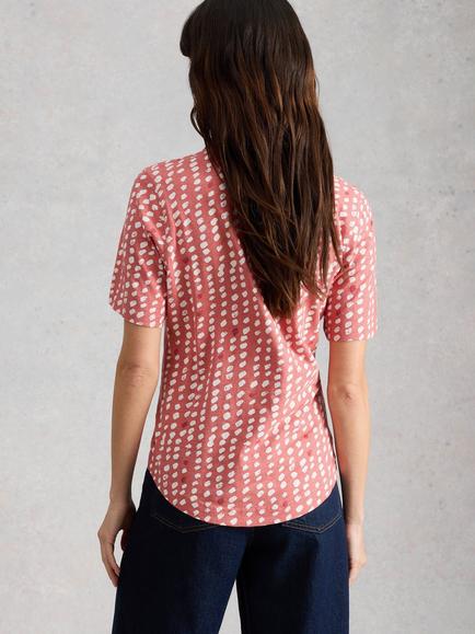 White Stuff Annie Spot Jersey Shirt, Pink - view 2, Pink