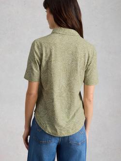 White Stuff Annie Heart Print Jersey Shirt, Green/Multi - view 2, Green/Multi