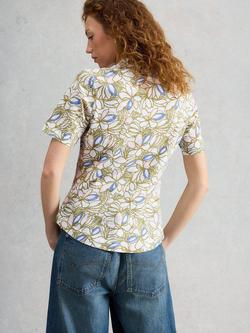 White Stuff Annie Floral Short Sleeve Shirt, Green/Multi - view 2, Green/Multi
