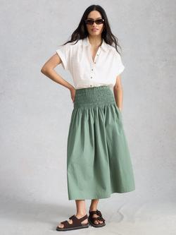 White Stuff Orla Pure Cotton Short Sleeve Textured Blouse, White, White