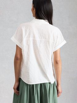 White Stuff Orla Pure Cotton Short Sleeve Textured Blouse, White - view 2, White