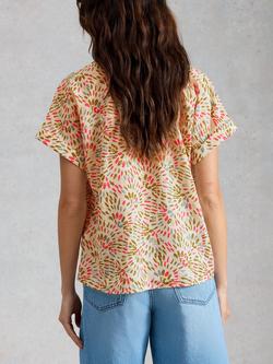 White Stuff Orla Pure Cotton Short Sleeve Printed Blouse, Ivory/Multi - view 2, Ivory/Multi